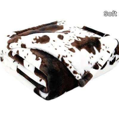1pc Soft Cow Print Fleece Blanket - Cozy Flannel Blanket Suitable For All Seasons - Great For Daughters, Adults, Students And Teenagers, Autumn Decor, Room Decor
