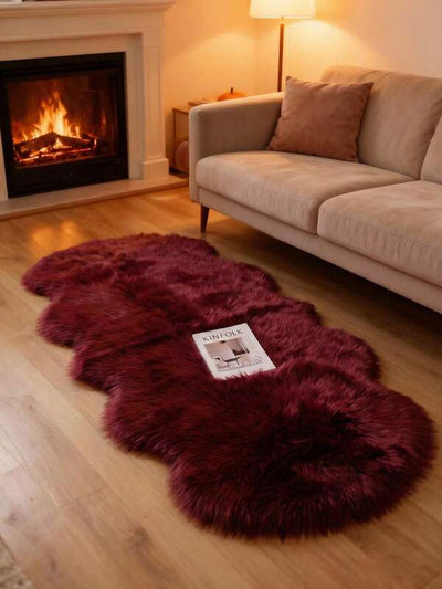 1pc Soft & Fluffy Plush Floor Mat, Burgundy, Comfortable For Bedroom, Living Room, Study, Office, Entryway, Can Be Used As Floor Mat, Plush Bedroom Carpet, Washable & Non-Slip, Cute Carpet - Ideal Indoor 4-Season Home Decor